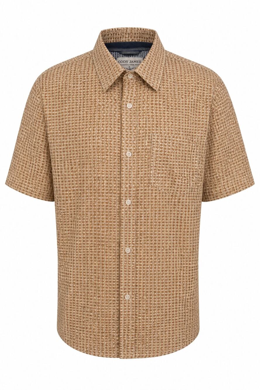 Cody James Men's XL Short Sleeve Western Shirt Gold Coast Geo Print Stretch